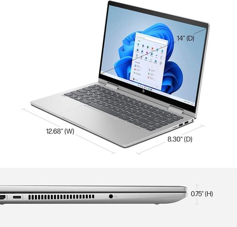 HP Envy 2-in-1 14" Full HD Touchscreen Laptop, Intel Core 7 150U, Wi-Fi 6E, Bluetooth 5.3, Fingerprint Reader, Backlit KB, Natural Silver Win11 W/HDMI in Saudi Arabia