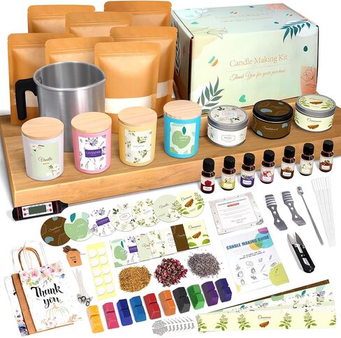مجموعة صنع شموع الصويا من كاساكولينا، تتضمن لوازم صنع الشموع DIY شمع الصويا، ووعاء الذوبان، والروائح، والأصباغ، والفتائل، وملصق الفتائل، وعلب الشموع والمزيد، ومجموعات صنع الشموع للفنون والحرف اليدوية للبالغين المبتدئين in Kuwait