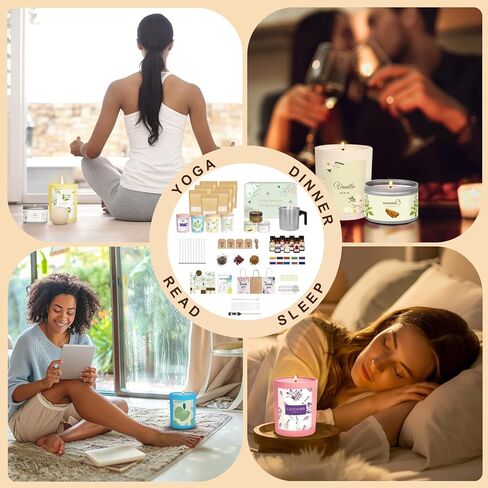 مجموعة صنع شموع الصويا من كاساكولينا، تتضمن لوازم صنع الشموع DIY شمع الصويا، ووعاء الذوبان، والروائح، والأصباغ، والفتائل، وملصق الفتائل، وعلب الشموع والمزيد، ومجموعات صنع الشموع للفنون والحرف اليدوية للبالغين المبتدئين in Kuwait