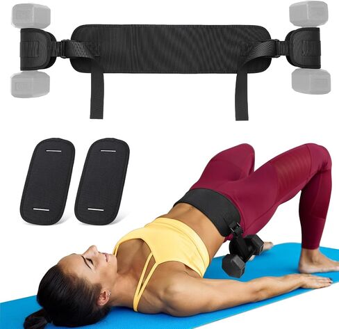 TOBWOLF تمرين حزام دفع الورك، سهل الاستخدام مع الدمبل أو Kettlebell أو الألواح، حزام غنيمة لدفع الورك مع أكياس دعم الوزن، مدرب خصر حزام دفع الورك لتمارين الصالة الرياضية المنزلية in Saudi Arabia