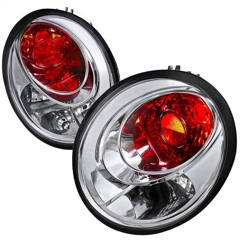 Spec-D Tuning Euro Chrome Housing Clear Lens Tail Lights Compatible with 1998-2005 VW Beetle, Left + Right Pair Assembly in Kuwait