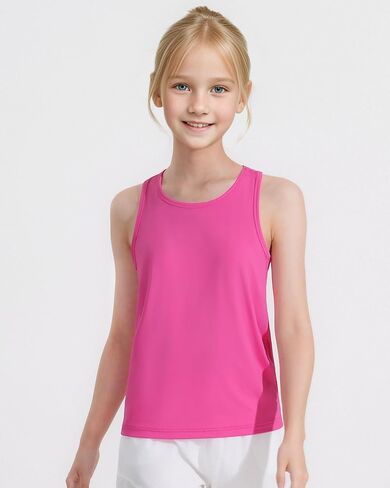 Auranso Girls Athletic Tank Tops 3 Pack UPF 50+ Racerback Sleeveless Quick Dry Sports Dance Workout Tops in Saudi Arabia