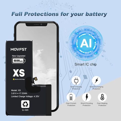 بطارية بديلة لهاتف iPhone Xs، بطارية ليثيوم أيون بوليمر عالية السعة 4600 مللي أمبير في الساعة تناسب هاتف iPhone Xs موديل A1920 A2097 A2098 A2100 مع مجموعة أدوات الإصلاح in Kuwait
