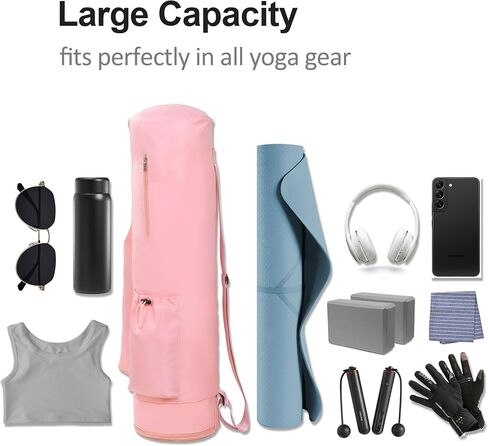 HOMBYS Yoga Mat Bag for Yoga Block, Full Zip Exercise Yoga Mat Carrier Bag Fits All Your Stuff with Adjustable Strap and Water Bottle Pocket, Multi-Functional Waterproof Storage Bag in Saudi Arabia