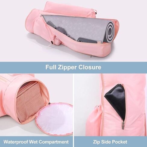 HOMBYS Yoga Mat Bag for Yoga Block, Full Zip Exercise Yoga Mat Carrier Bag Fits All Your Stuff with Adjustable Strap and Water Bottle Pocket, Multi-Functional Waterproof Storage Bag in Saudi Arabia