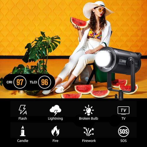 GODOX SZ200BI ضوء فيديو LED ثنائي اللون زوومابلي 2800K-6500K 0%-100% سطوع قابل للتعديل وضع صامت 22 تأثير Fx بوينز جبل ضوء مستمر لبث الزفاف صور الأطفال التصوير الفوتوغرافي in Saudi Arabia