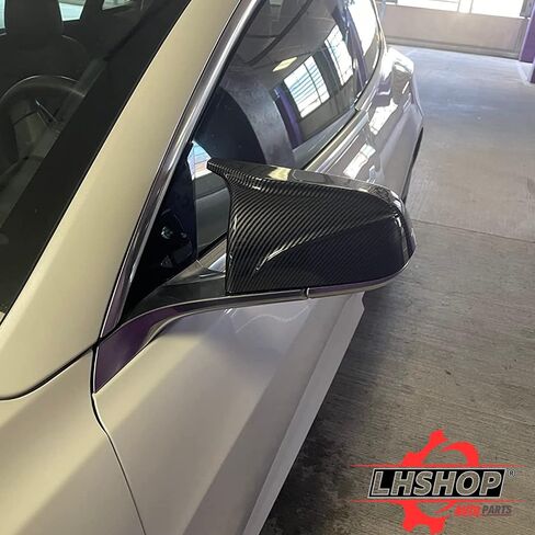 Car Side Mirror Caps for 2018-2024 Tesla Model 3 Accessories Passenger Driver Side View Exterior Mirror Covers Replacement Automotive Body Tuning Parts & Trim, Glossy Black - 1 Pair (Left-Right ) in Kuwait