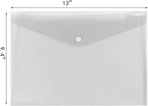 Poly Envelope 12 Pcs Document Envelopes with Snap Button Quality Clear Document Folder for A4 Size (red) in Saudi Arabia