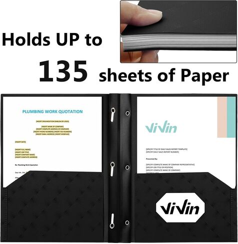 ViVin Plastic Folders with Pockets and Prongs,6 Pack,Heavy Duty 2-Pocket File Folder with 3 Fasteners,Fits Letter Size Paper,for School Home and Office(Bright Red) in Saudi Arabia