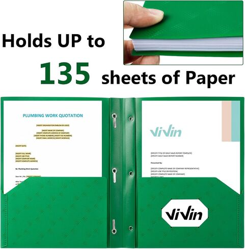 ViVin Plastic Folders with Pockets and Prongs,6 Pack,Heavy Duty 2-Pocket File Folder with 3 Fasteners,Fits Letter Size Paper,for School Home and Office(Bright Red) in Saudi Arabia