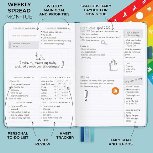Clever Fox Advanced Weekly Planner – Undated Weekly & Monthly Life Goal Planner for Daily Productivity, Time Management and Hit Your Goals – Day Organizer Journal – Hardcover A5, Mystic Blue in Saudi Arabia