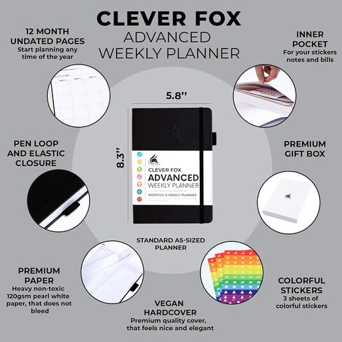 Clever Fox Advanced Weekly Planner – Undated Weekly & Monthly Life Goal Planner for Daily Productivity, Time Management and Hit Your Goals – Day Organizer Journal – Hardcover A5, Mystic Blue in Saudi Arabia