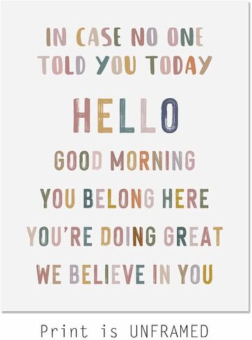 In Case No One Told You Today, Hello, Good Morning, Classroom Wall Decor, Teacher Sign, Classroom Print, Positive Inspirational, Classroom Positivity Quote, Unframed (WE BELIEVE IN YOU, 8X10 INCH) in Saudi Arabia