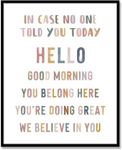 In Case No One Told You Today, Hello, Good Morning, Classroom Wall Decor, Teacher Sign, Classroom Print, Positive Inspirational, Classroom Positivity Quote, Unframed (WE BELIEVE IN YOU, 8X10 INCH) in Saudi Arabia