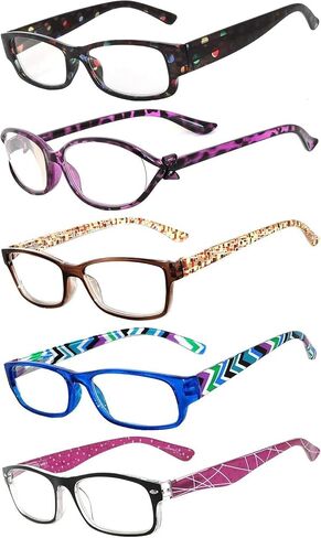 OWL Readers 5 Pack of Elegant Womens Reading Glasses with Beautiful Patterns for Ladies Deluxe Spring Hinge Stylish Look in Saudi Arabia