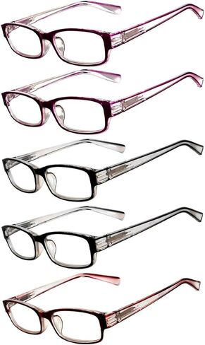 OWL Readers 5 Pack of Elegant Womens Reading Glasses with Beautiful Patterns for Ladies Deluxe Spring Hinge Stylish Look in Saudi Arabia