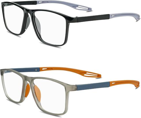 Reading Glasses Men 2 Pack Sports Style Comfortable Blue Light Blocking Flexible Lightweight Readers for Men in Saudi Arabia