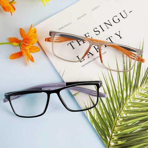 Reading Glasses Men 2 Pack Sports Style Comfortable Blue Light Blocking Flexible Lightweight Readers for Men in Saudi Arabia