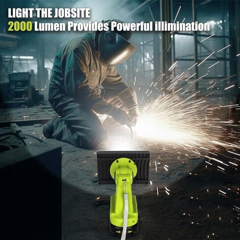 ضوء 18 فولت لـ Ryobi 18 فولت واحد + بطارية ليثيوم أيون، 18 وات 2000 لومن للضوء Ryobi مع منفذ USB، رأس محوري من سبيكة الزنك 110 درجة، لضوء Ryobi 18 فولت كحد أقصى LED ضوء عمل كشاف كشاف كشاف in Saudi Arabia