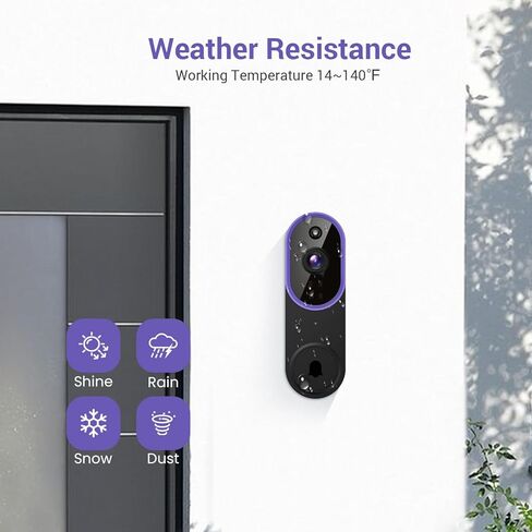 جرس باب فيديو ذكي بدقة 1080 بكسل متضمن، رؤية ليلية، عدسة واسعة الزاوية، تعمل بالبطارية، صوت ثنائي الاتجاه، اكتشاف الإنسان، كاميرا أمان لاسلكية للمراقبة الداخلية in Kuwait