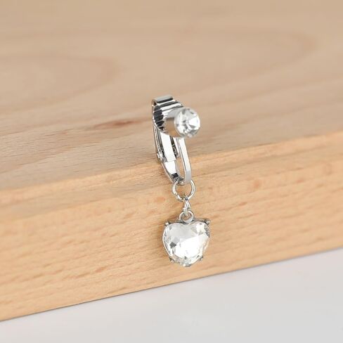 2Pcs Gold Fake Belly Piercing Fake Belly Ring for Women Pink Cute Fake Belly Button Piercing Clip On Belly Button Rings Fake Navel Ring Non Piercing in Saudi Arabia