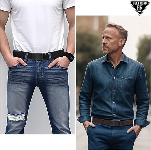 حزام مطاطي للرجال، حزام نايلون تكتيكي بإبزيم أسود، حزام رجالي للعمل الكاجوال في الهواء الطلق in Kuwait