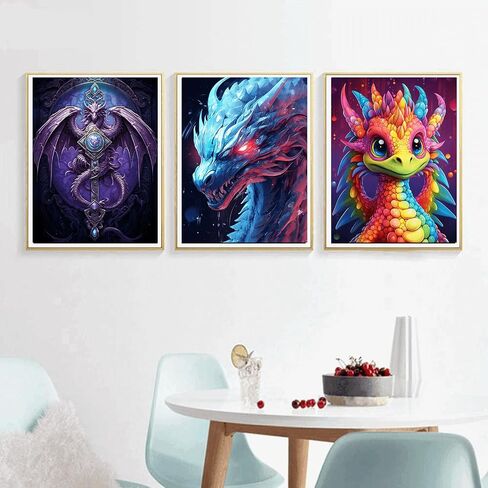 Santiway 6 حزمة التنين الماس الفن مجموعات الرسم للبالغين 5D الماس طقم الفن للمبتدئين DIY الطلاء مع الحفر الكامل جولة جوهرة الفن اللوحة لديكور جدار المنزل (11.8x15.7 بوصة) in Kuwait