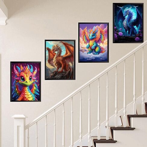 Santiway 6 حزمة التنين الماس الفن مجموعات الرسم للبالغين 5D الماس طقم الفن للمبتدئين DIY الطلاء مع الحفر الكامل جولة جوهرة الفن اللوحة لديكور جدار المنزل (11.8x15.7 بوصة) in Kuwait