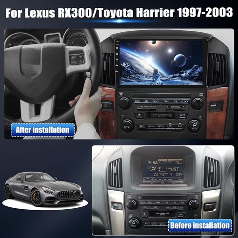 ستيريو سيارة 2+64G Android 13 لسيارة Lexus RX300/Toyota Harrier 1997-2003 مع CarPlay Android Auto، راديو بشاشة لمس 9 بوصات مع وصلة مرآة Navi WiFi Bluetooth FM RDS HiFi/EQ SWC + كاميرا احتياطية in Saudi Arabia