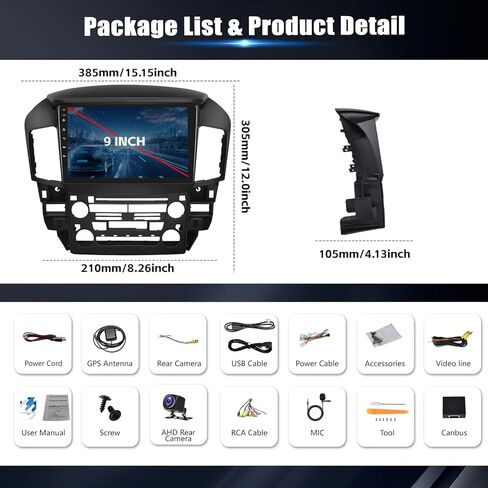 ستيريو سيارة 2+64G Android 13 لسيارة Lexus RX300/Toyota Harrier 1997-2003 مع CarPlay Android Auto، راديو بشاشة لمس 9 بوصات مع وصلة مرآة Navi WiFi Bluetooth FM RDS HiFi/EQ SWC + كاميرا احتياطية in Saudi Arabia