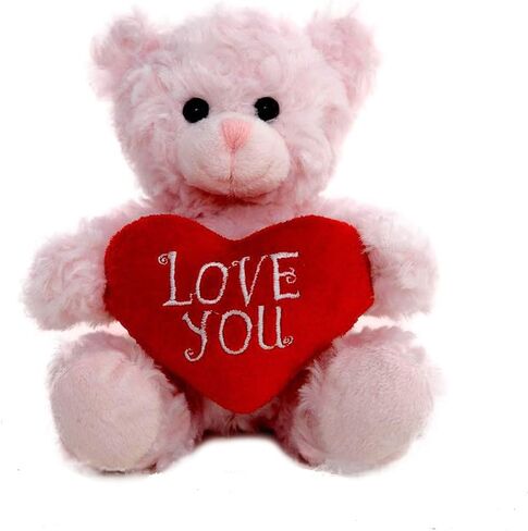 Plush Stuffed Animal Mocha Heart Bear – Love You Bears- Toy for Kids & Adults Valentine's Day - Embroidered Heart Pillow (6 inch, Brown Love You) in Kuwait