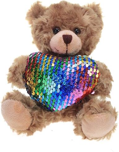 Plush Stuffed Animal Mocha Heart Bear – Love You Bears- Toy for Kids & Adults Valentine's Day - Embroidered Heart Pillow (6 inch, Brown Love You) in Kuwait
