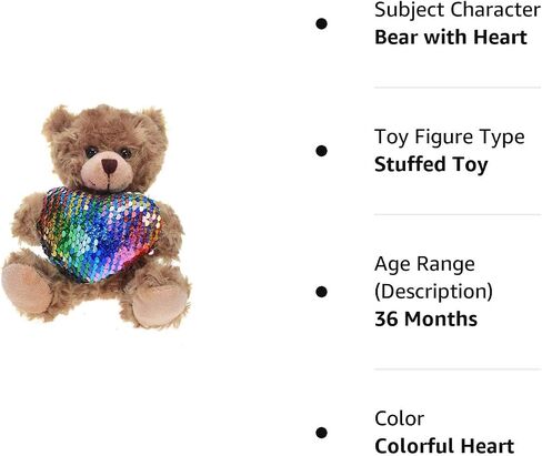 Plush Stuffed Animal Mocha Heart Bear – Love You Bears- Toy for Kids & Adults Valentine's Day - Embroidered Heart Pillow (6 inch, Brown Love You) in Kuwait