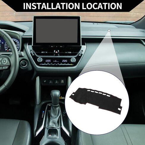Dash Cover for Toyota Corolla 2007-2013 / Center Console Dashboard Cover/Non-Slip/Suede / 1 Pcs Black Red in Saudi Arabia