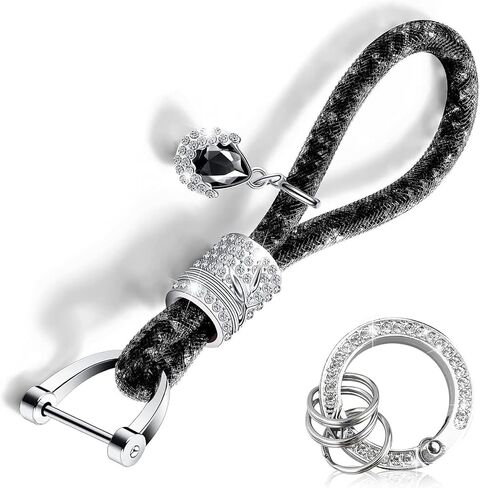 1 PC Crystal Bling Car Keychain, Fashionable Glitter Key Ring, Car Key Decorations, Keychain Accessories (Silver) in Saudi Arabia
