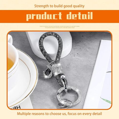 1 PC Crystal Bling Car Keychain, Fashionable Glitter Key Ring, Car Key Decorations, Keychain Accessories (Silver) in Saudi Arabia