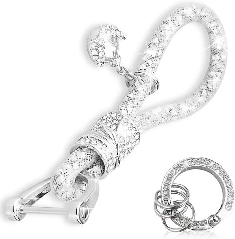 1 PC Crystal Bling Car Keychain, Fashionable Glitter Key Ring, Car Key Decorations, Keychain Accessories (Silver) in Saudi Arabia