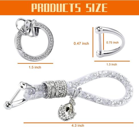 1 PC Crystal Bling Car Keychain, Fashionable Glitter Key Ring, Car Key Decorations, Keychain Accessories (Silver) in Saudi Arabia