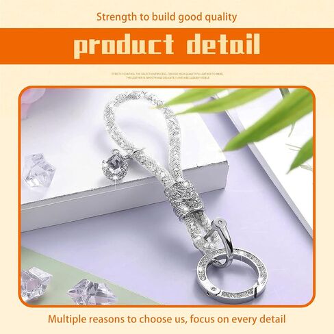 1 PC Crystal Bling Car Keychain, Fashionable Glitter Key Ring, Car Key Decorations, Keychain Accessories (Silver) in Saudi Arabia