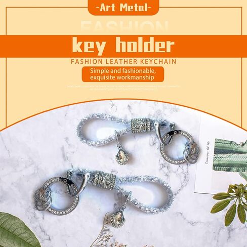 1 PC Crystal Bling Car Keychain, Fashionable Glitter Key Ring, Car Key Decorations, Keychain Accessories (Silver) in Saudi Arabia