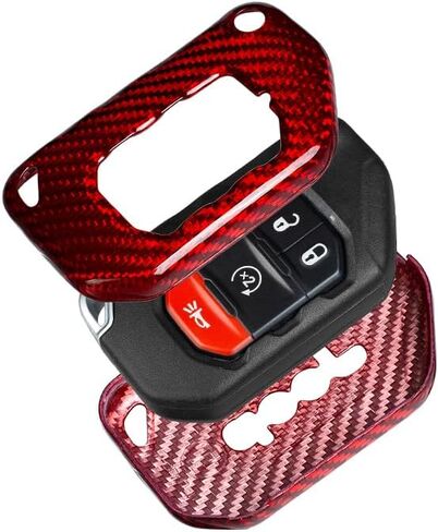 Genuine Carbon Fiber Remote Cover for Jeep Wrangler Sahara JL Gladiator Key Fob Cover Case Flip 2021-2025 in Saudi Arabia