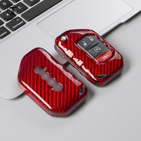 ألياف الكربون الأصلية لسيارة جيب رانجلر صحارى 4Xe JL Gladiator Key Fob Cover Case Flip in Saudi Arabia