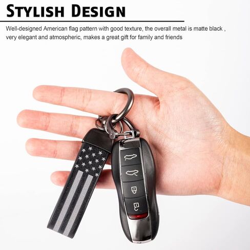 سلسلة مفاتيح السيارة بعلم الولايات المتحدة الأمريكية مع حلقة من سبائك الزنك، سلسلة مفاتيح السيارة للرجال والنساء، دوران 360 درجة، سلسلة مفاتيح عالمية تناسب سيارات الجيب، شيفروليه، فورد، بويك. in Kuwait