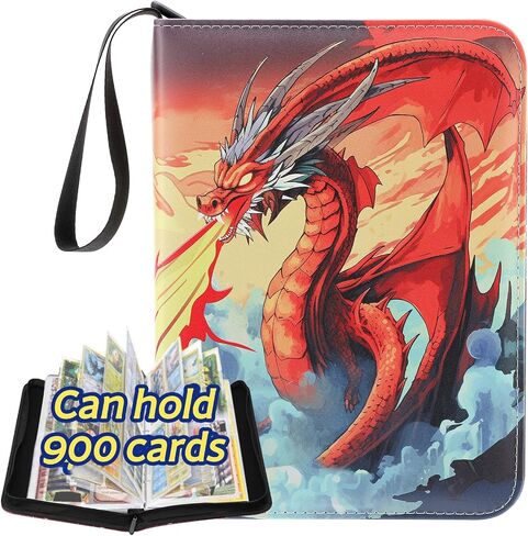 Card Binder for Pokemon 9 Pocket Doyosh 900 Pockets Card Holder Binder with 50 Sleeves, Card Holder Binder Trading Cards with Charizard for Boys Gifts, Card Collector Album Card Binder Book in Saudi Arabia