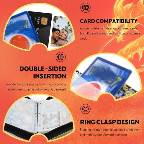 Card Binder for Pokemon 9 Pocket Doyosh 900 Pockets Card Holder Binder with 50 Sleeves, Card Holder Binder Trading Cards with Charizard for Boys Gifts, Card Collector Album Card Binder Book in Saudi Arabia