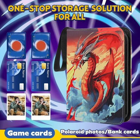 Card Binder for Pokemon 9 Pocket Doyosh 900 Pockets Card Holder Binder with 50 Sleeves, Card Holder Binder Trading Cards with Charizard for Boys Gifts, Card Collector Album Card Binder Book in Saudi Arabia