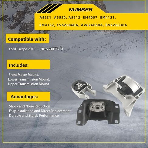 A5631 A5520 A5612 حامل محرك المحرك وحامل ناقل الحركة متوافق مع Ford Escape 2013 2014 2015 2016 2.0L / 2.5L in Saudi Arabia