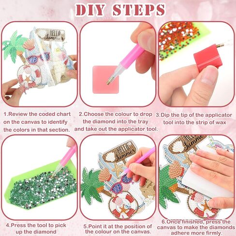 GlikCeil 12 Pcs Seasonal Gnome Diamond Art Kits Diamond Gnome Hanging Signs 5d DIY Diamond Art Tools Diamond Art Ornaments Diamond Art Gnomes Wreath Kits for Mother's Day Summer Holiday Decoration in Saudi Arabia