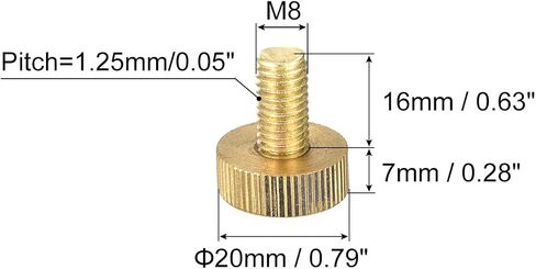 uxcell Knurled Thumb Screws, M6x25mm Flat Brass Bolts Grip Knobs Fasteners for PC, Electronic, Mechanical 10Pcs in Saudi Arabia