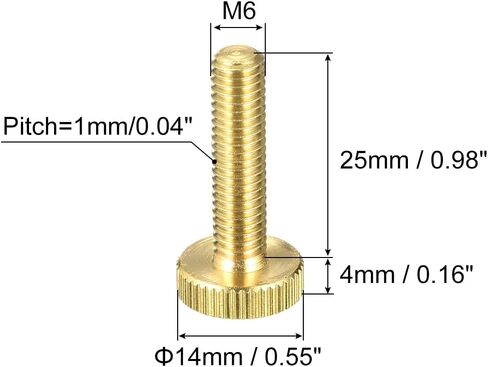 uxcell Knurled Thumb Screws, M6x25mm Flat Brass Bolts Grip Knobs Fasteners for PC, Electronic, Mechanical 10Pcs in Saudi Arabia